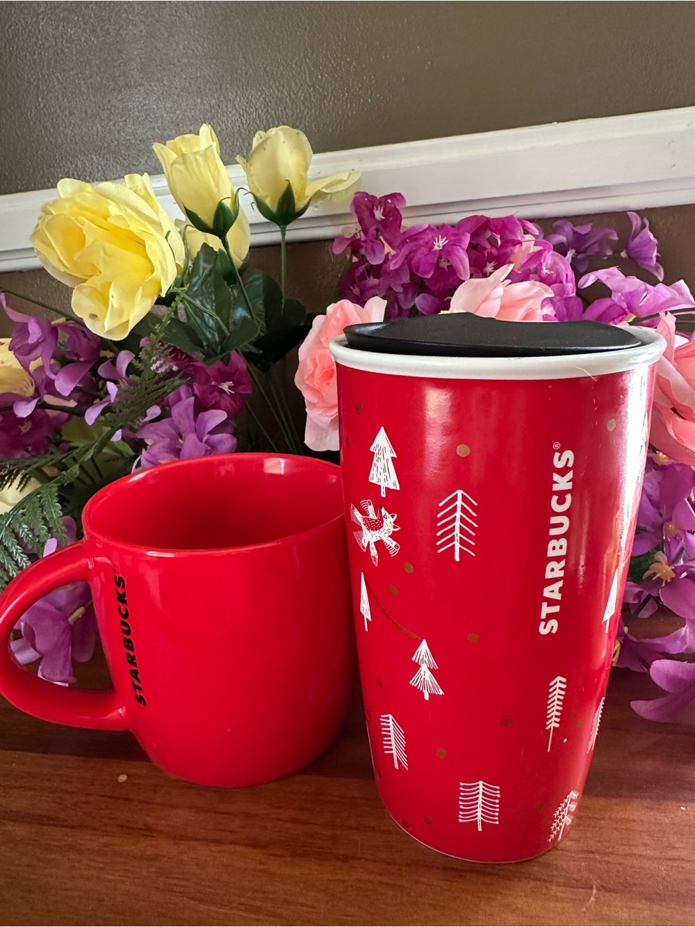 New Starbucks Red Travel Mug and Coffee Mug Set